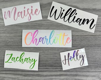 PERSONALISED Vinyl Name Sticker Decal Label Lunchbox Water Bottle School Wedding