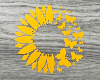 Sunflower and Butterflies vinyl decal/sticker