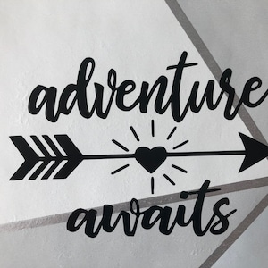 Adventure Awaits arrow vinyl decal/sticker image 1