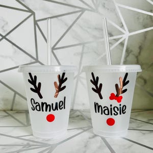 Gepersonaliseerde 16oz rendier kerst koude beker 16oz BPA-vrij aangepaste koude beker drankenbeker Starbucks-stijl beker