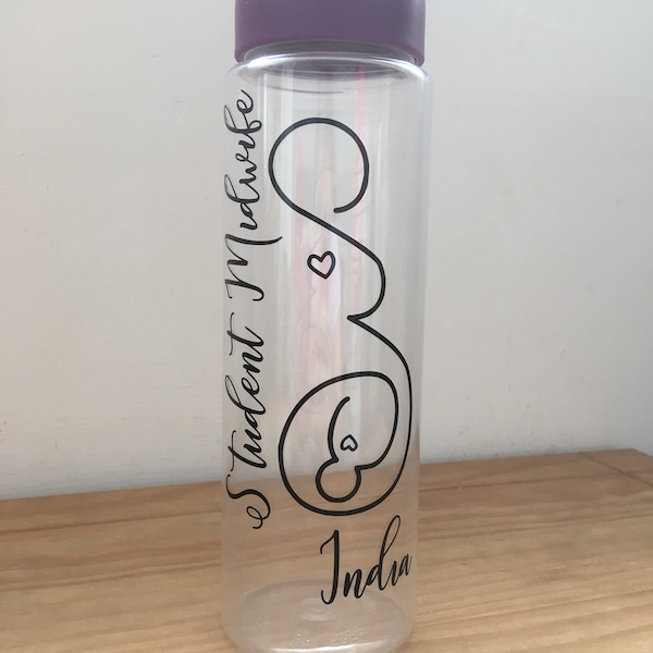 Personalised Student Midwife / Midwife water bottle vinyl decal/ sticker *bottle NOT included*