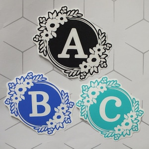Floral Initial Vinyl Decal/Sticker - Many colours to choose from