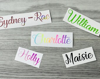 PERSONALISED Vinyl Name Sticker Decal Label Lunchbox Water Bottle School Wedding