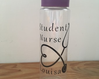 Student Nurse personalised water bottle vinyl decal *bottle NOT included*