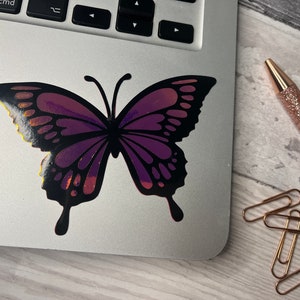Holografische vlinder vinyl sticker/sticker.