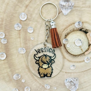 Cute Highland Cow heilan Coo Acrylic Keyring