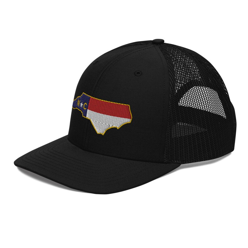 North Carolina State Outline Flag Trucker Hat image 3