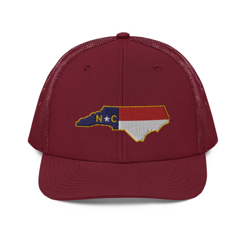 North Carolina State Outline Flag Trucker Hat image 6