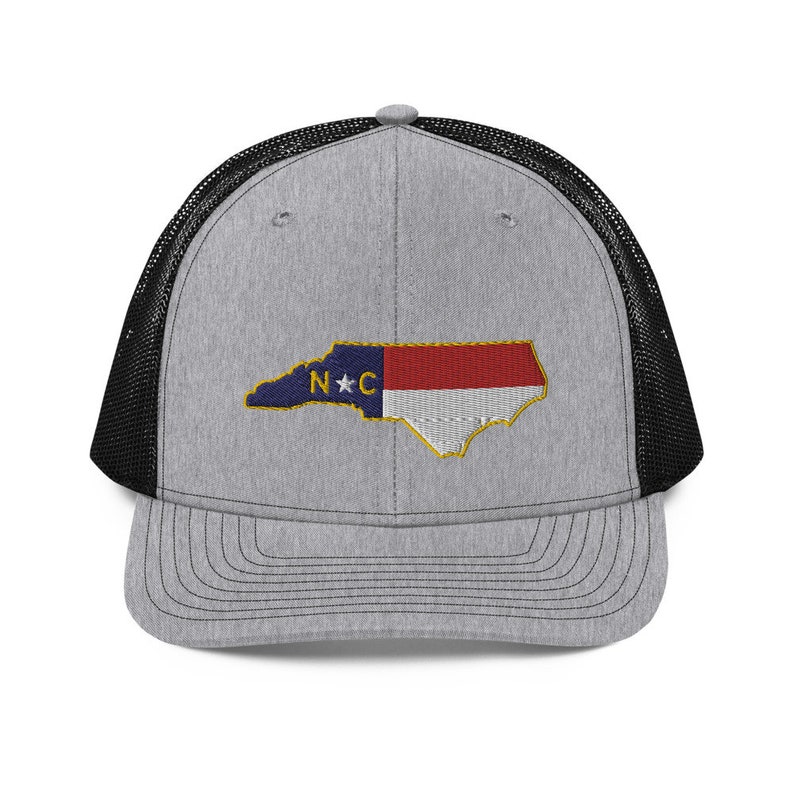 North Carolina State Outline Flag Trucker Hat image 1