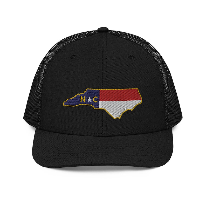 North Carolina State Outline Flag Trucker Hat image 2