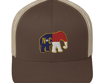 NC North Carolina Flagge Elefant Mesh Trucker Cap