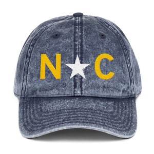Chapéu de papai em sarja de algodão vintage com bandeira da Carolina do Norte da NC