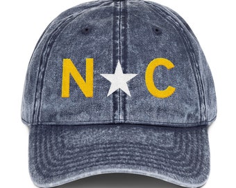 NC North Carolina Flag Vintage Cotton Twill Dad Hat
