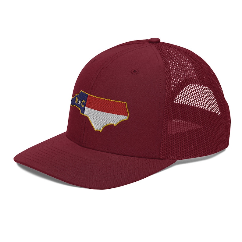 North Carolina State Outline Flag Trucker Hat image 7