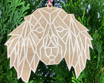 Geometric Christmas Ornament-Wooden Long Haired Dachshund Ornament-Modern Christmas Ornament-Modern Christmas Decorations-Christmas gift