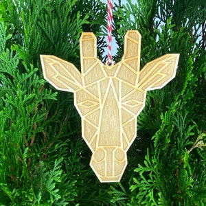 Geometric Christmas Ornament-Wooden Giraffe face Ornament-Modern Christmas Ornament-Modern Christmas Decorations-Christmas gift-Christmas