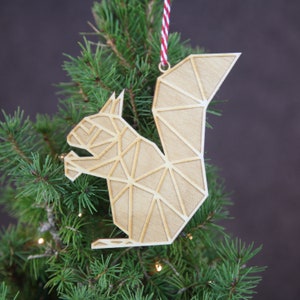 Geometric Christmas Ornament-Wooden Squirrel Christmas Ornament-Modern Christmas Ornament-Modern Christmas Decorations-Christmas gifts-Decor