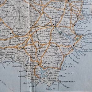 1906 Antike South Devon Straßenkarte. Original Edwardian Landkarte Druck. Torquay, Totnes, Plymouth, Newton Abbot & Tavistock. Maße überprüfen.