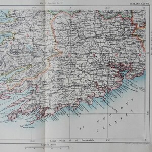 Carte antique de 1896 de Cork, Kerry. Carte du comté d'Irlande. Cartographie. Impression originale de 129 ans. Province de Munster, baie de Bantry, baie de Dingle.