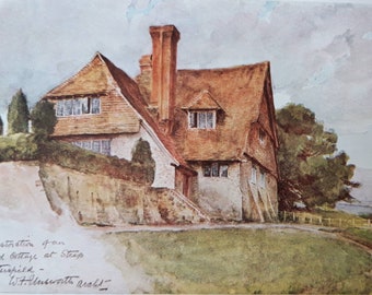 1907 Steep (Petersfield), Hampshire cottage print. 116 years old. Ideal for framing. Artist: Walter Tyndale. Edwardian print.