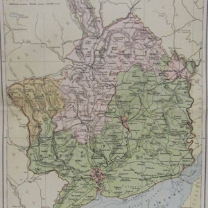 1895 Mapa antiguo del condado de Monmouthshire / Mapa del condado de Cymru de Gales / Cartografía / Impresión victoriana original 125 años de antigüedad / Newport, Pontypool