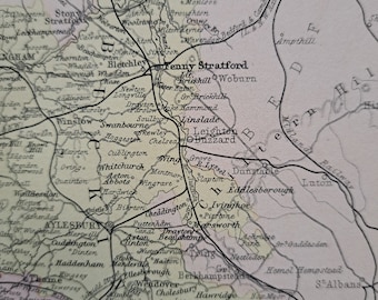 1877 Oxfordshire Map & Buckinghamshire County Map | Antique Victorian Map England | English County | Cartography | Aylesbury, Bicester