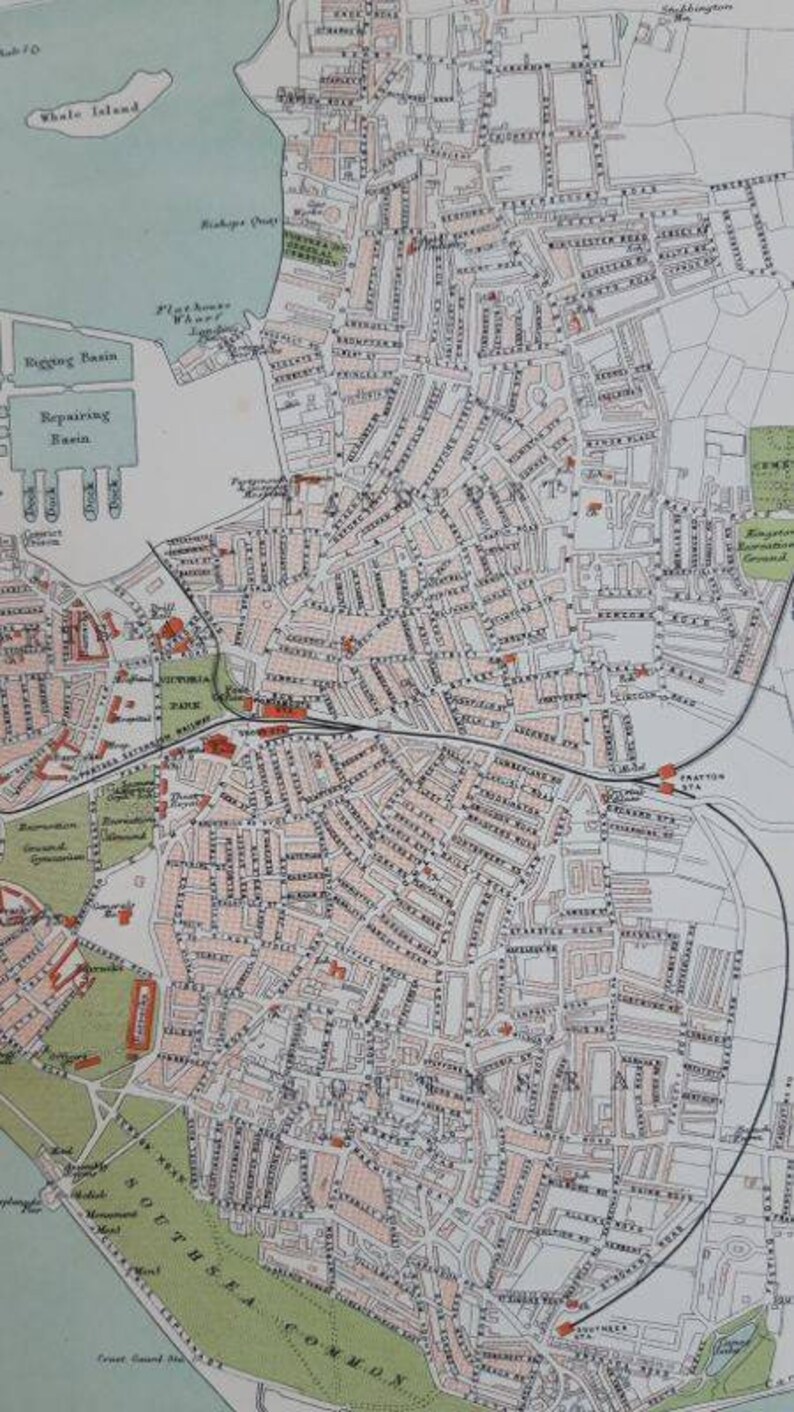 1895 Antique Portsmouth/gosport City Map. English County/city. Etsy