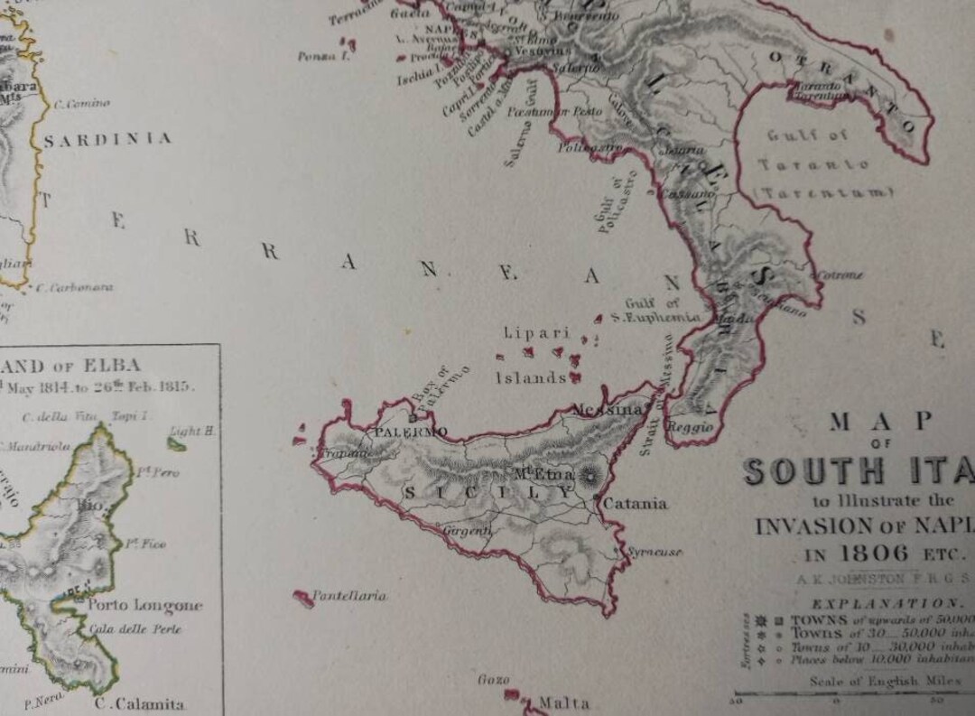 Invasion of Naples in 1806 Map. 1855 Antique Original Map of Etsy