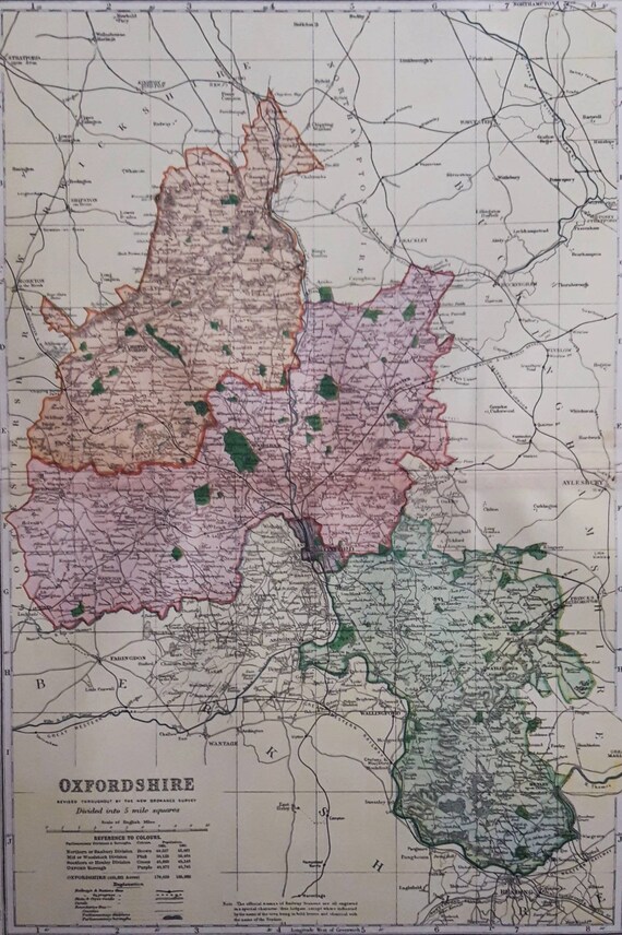 Oxfordshire On A Map 1901 Oxfordshire County Map Large Size Original Cartography | Etsy
