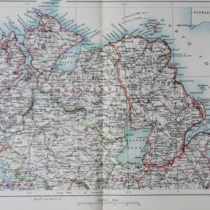 1896 Antrim, Londonderry, Down, Tyrone. Mapa antiguo. Mapa de condados de Irlanda. Impresión original de 129 años de antigüedad. Provincia de Ulster. Irlanda del Norte.