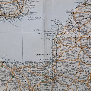 1906 Antike North Somerset Straßenkarte. Original Edwardian Landkarte Druck. Minehead, Weston Super Mare, Clevedon und Bridgwater. Maße überprüfen.