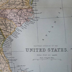 Stati Uniti, Eastern Division, Mappa c1880 / Storia del Nord America / Ideale per l'inquadratura / New York Carolina del Sud Virginia New Jersey