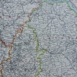 1896 Antike Karte - Lincolnshire, North Nottinghamshire. Kartographie, Original Victorian, 129 Jahre alt. Louth, East Retford, Newark, Grimsby.