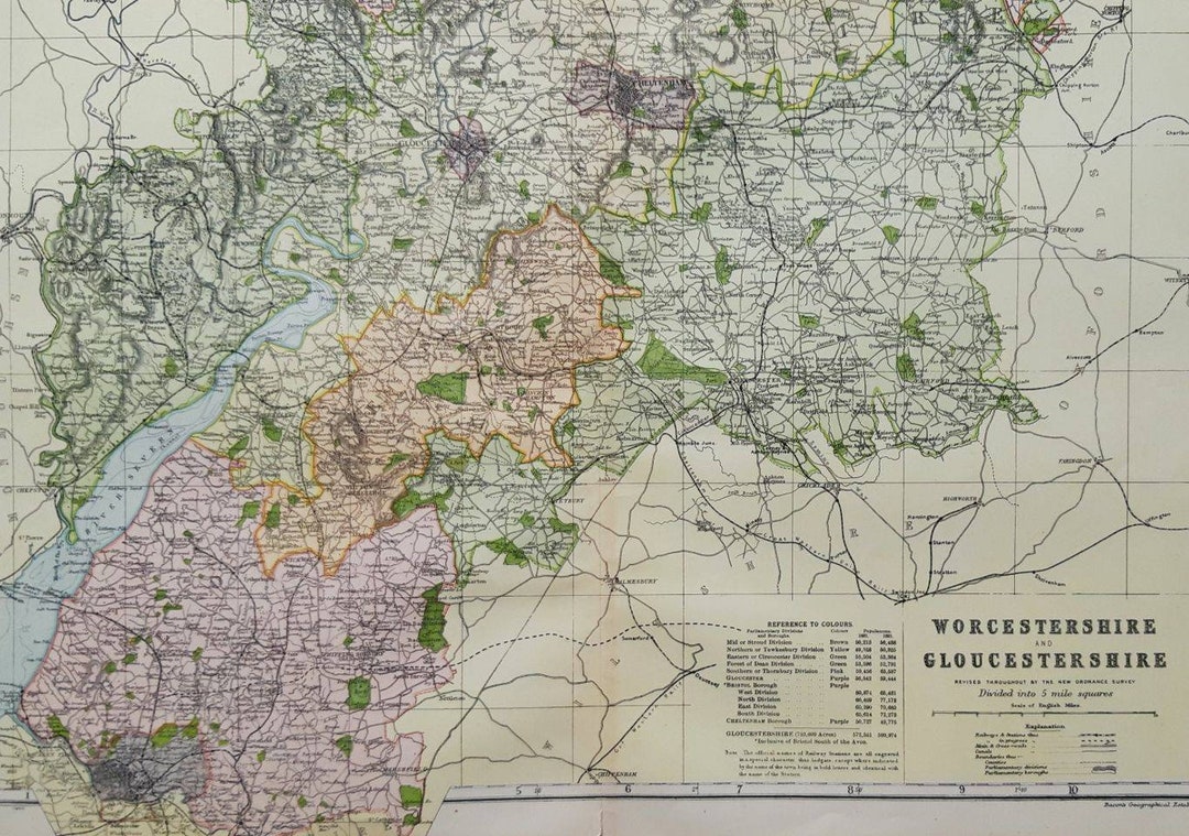 1904-gloucestershire-county-antique-map-large-size-119-years-old