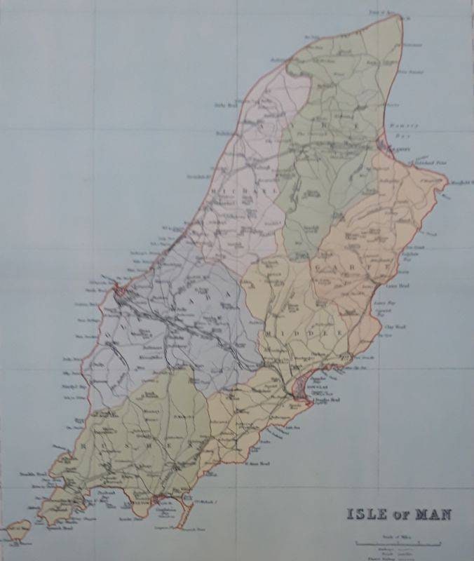 1895 Antique Isle of Man Map, Manx Map. Original Map, Victorian Print ...