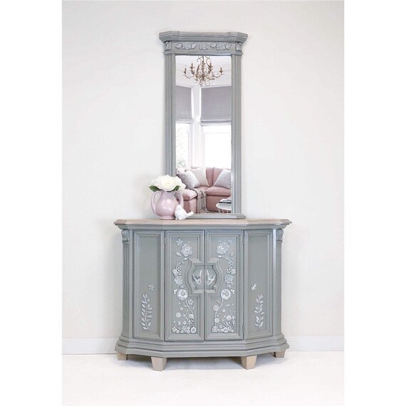 Entry Hall Console And Mirror Raised Relief Floral Fauna Etsy
