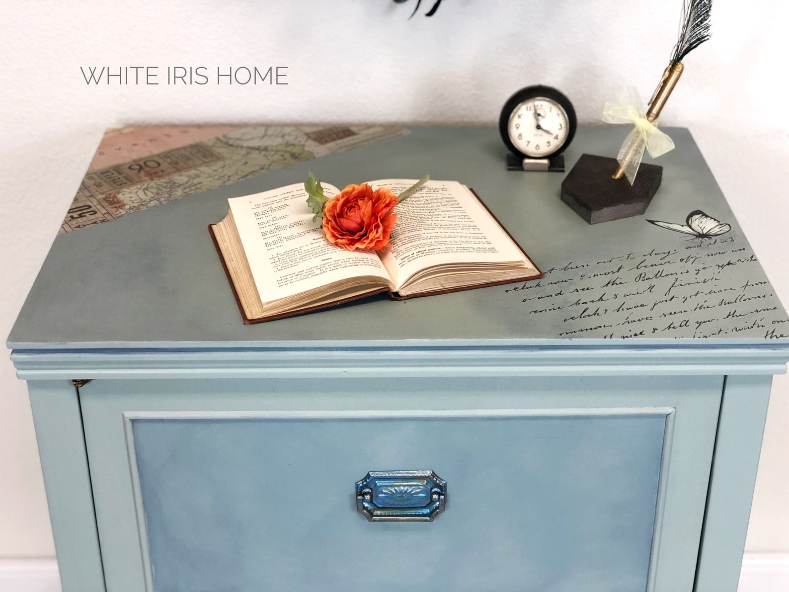 Accent Table Nightstand Teal and Blue Entry Table Desk Laptop - Etsy