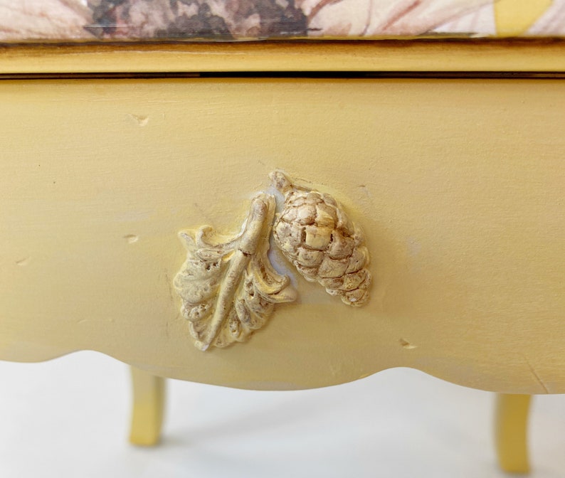 Vintage Yellow Nightstand Side Table Bombay Style Etsy