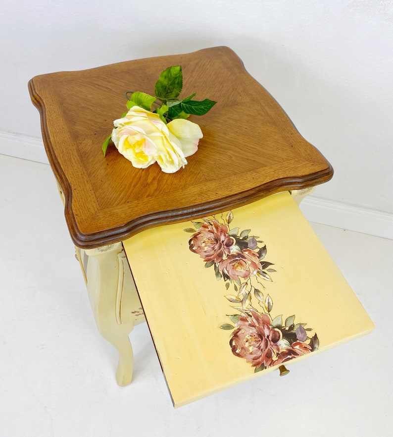 Vintage Yellow Nightstand Side Table Bombay Style Etsy
