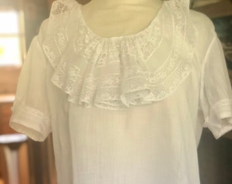 1930's Blouse with Lace Flounce