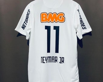 Neymar JR 11 Santos FC Home Retro Jersey 2011-2012, camiseta de fútbol inspirada en Neymar JR, camiseta de fútbol Neymar, fútbol vintage Neymar