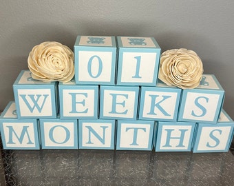 Cardstock babyweken en maandenblokken