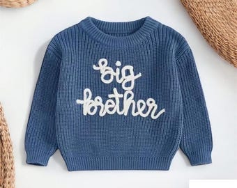 Big Brother sweater,Matching brother Knit Sweater,Matching outfits,Pregnancy announcement,Brother Knit Sweater,gift for big brother,Siblings