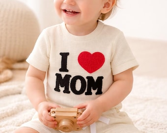 I Love Mom Baby Outfit – Toddler Matching Set – Cute Summer Baby Clothes-Mother’s Day Outfit-Mommy and Me Outfit-I Love Mom Set