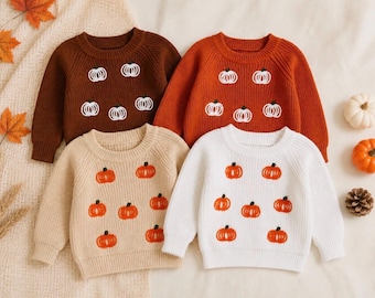Toddler Pumpkin Sweater, Fall Kids Sweater, Thanksgiving Outfit, Pumpkin Patch Outfit, Baby & Toddler Fall Clothing, Halloween Kids Sweaters
