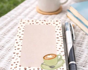 Coffee Notepad 4x6 or 5x7, Cozy Latte Memo Pad, Neutral Speckle Stationery, To Do List Pad, Gift for Coffee Lover, 50 Sheets