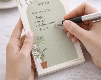 Plant Lover Notepad | 4x6 or 5x7 Botanical Notepad | 50 Blank Sheets | Single Sided Tear Off Mini Note Pad | Cute Desk Stationery