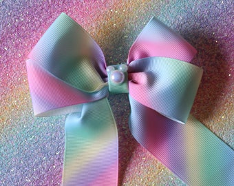 Rainbow Bow Mickey Pearl (HairClip)