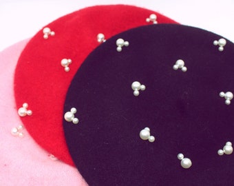 Wool Beret Mickey Pearls