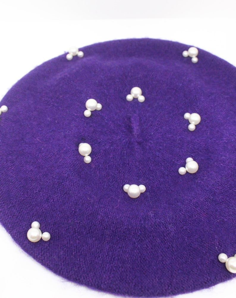 Wool Beret Mickey Pearls Etsy